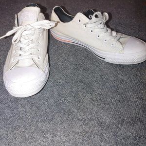 All white converse with sparkle laces